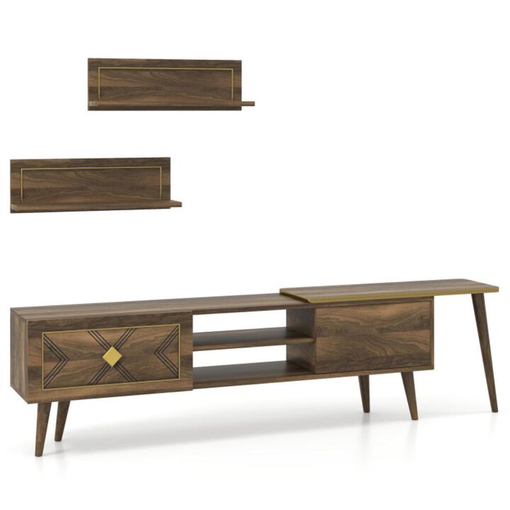 Hivvago Mid-century Modern TV Stand for TVs up to 85 Inch with Open Compartments