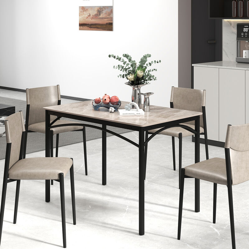 Contemporary Dining Table for 4 with Sleek Rectangular Sintered Stone Surface