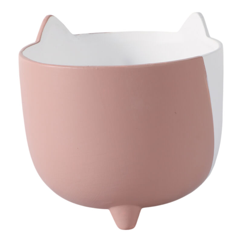 6" Kitty Whiskers Footed Planter, White/tan image number 3
