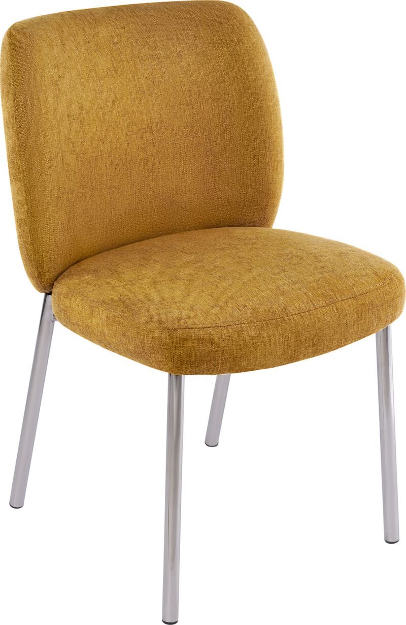 Fomo Chenille-upholstered Stainless Steel Base Dining Chair in Pineapple - Set of 2 image number 3