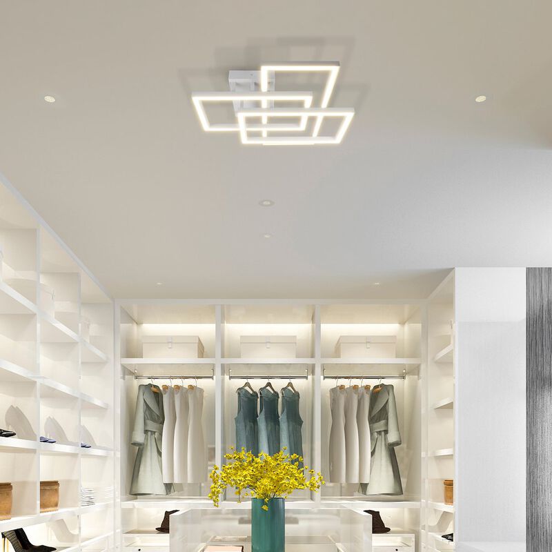 VONN Lighting Integrated LED Ceiling Lighting Rectangular Semi Flush in White