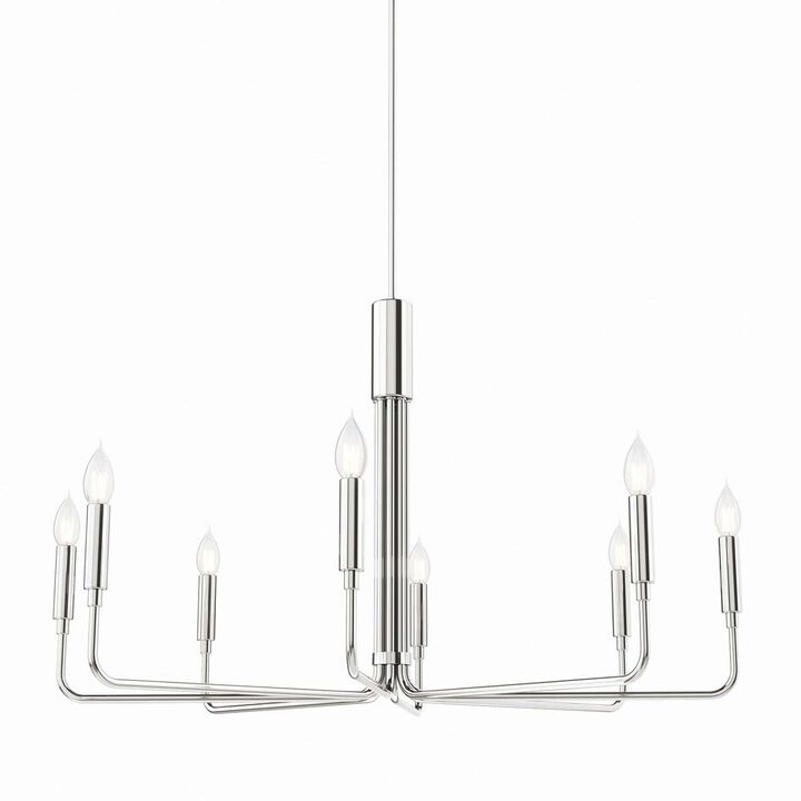 Modway Rekindle 8-Light Chandelier in Polished Nickel, Silver, 25 x 47.5 x 77.5