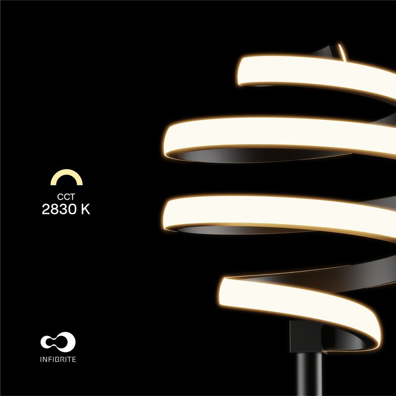 Spiral 24W LED Floor Lamp 59 in. - 3000K Warm White - Stepless Dimming in Matte Black