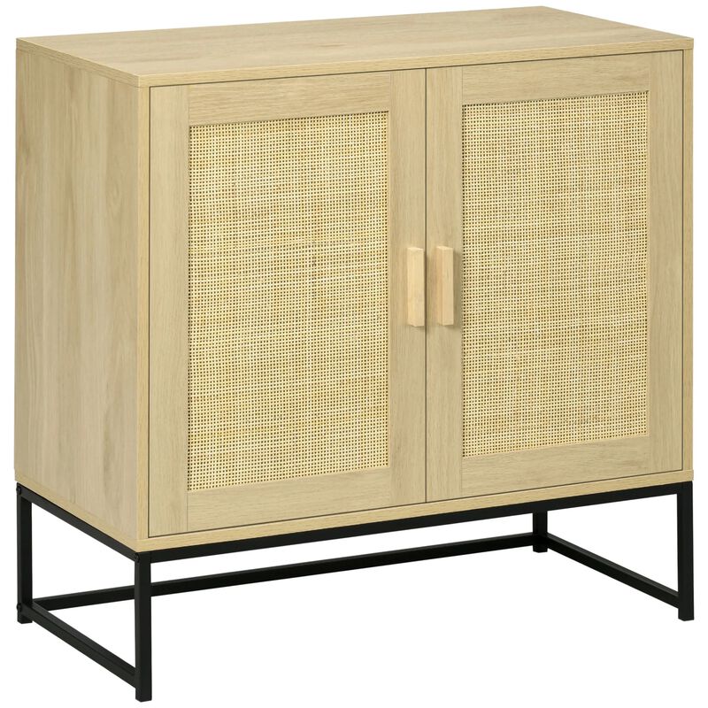 Versatile Storage: Sideboard with Rattan Doors & Metal Base
