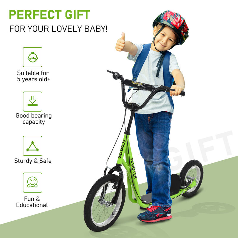 BreeBe Teens Youth Scooter Ride On Toy with Adjustable Handlebar, Dual Brakes, and Inflatable Wheels image number 5