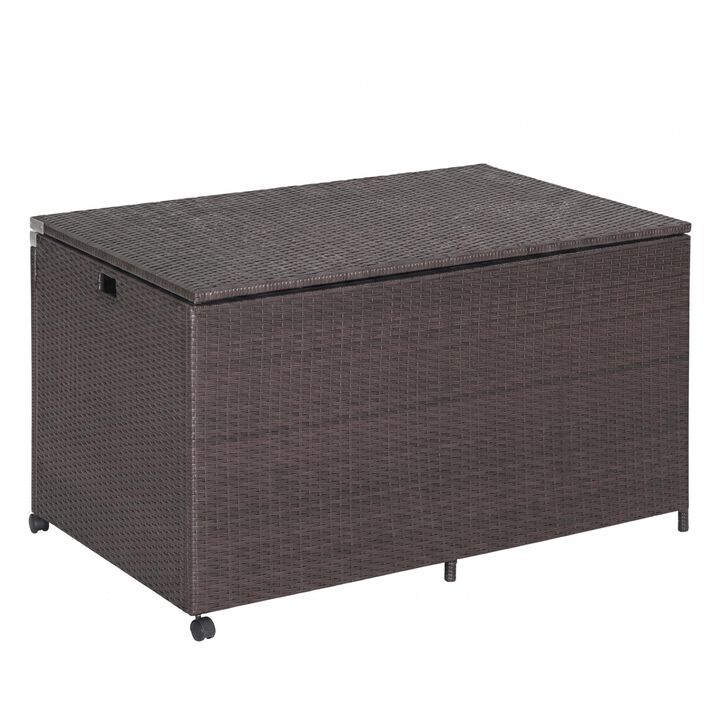 Outdoor Wicker Storage Box with Zippered Liner-133 Gallon
