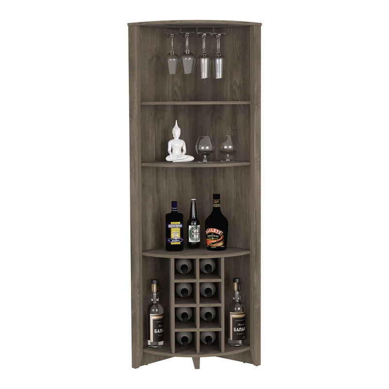 Corner Bar Cabinet Castle, Living Room, Dark Brown