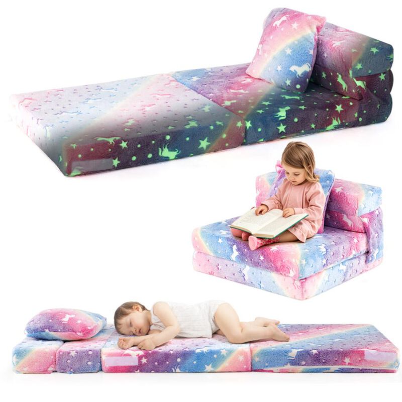 Hivvago Kids Folding Sofa Bed Floor Mattress Glow in the Dark with Pillow