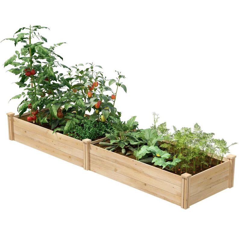 QuikFurn 2 ft x 8 ft Cedar Wood Raised Garden Bed
