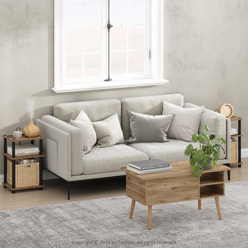 Just 3-Tier Turn-N-Tube USB and Type-C Charging Port End Table, Set of 2