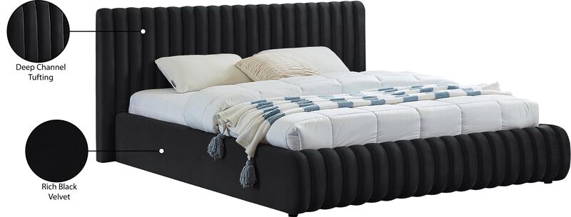 Meridian Furniture Nico Black Velvet Queen Bed