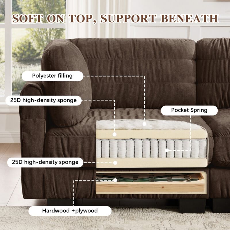 Fukwis Chenille Ruched Modular Sectional Sofa image number 5