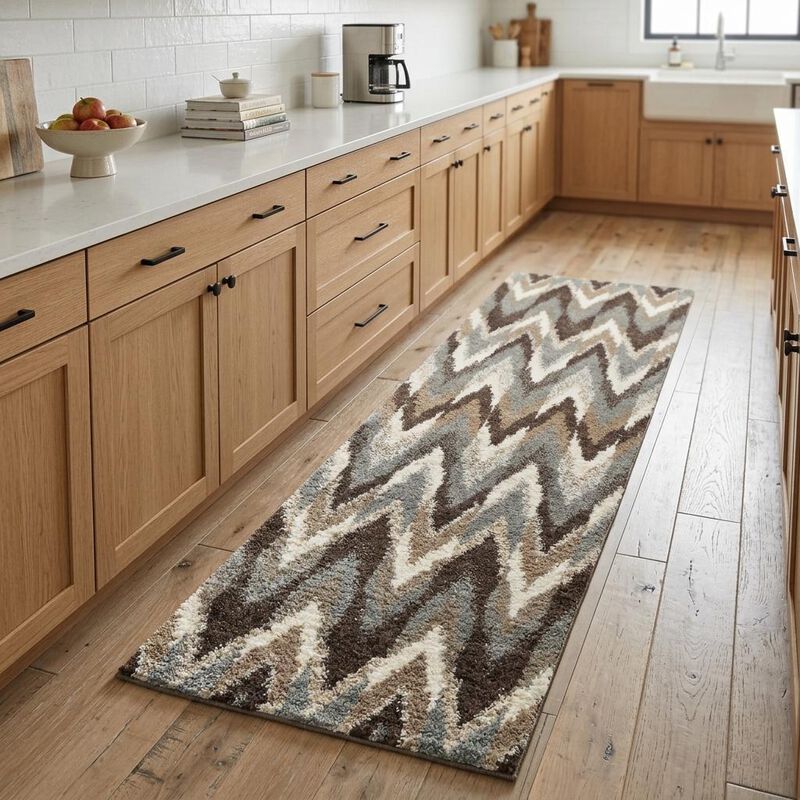 HomeRoots Ikat Pattern Runner Rug image number 1