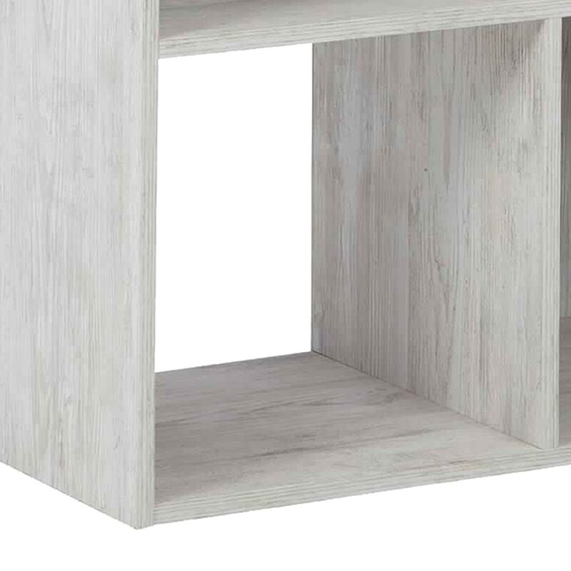 6 Cube Wooden Organizer with Grain Details, Washed White