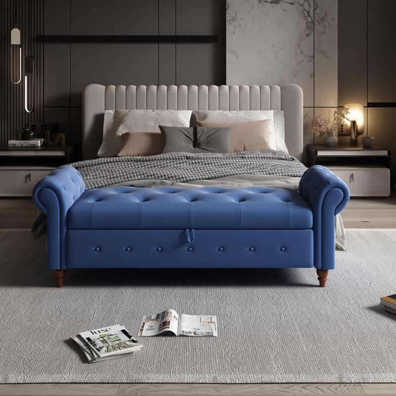 Streamdale Bed Bench Navy Blue Fabric image number 2