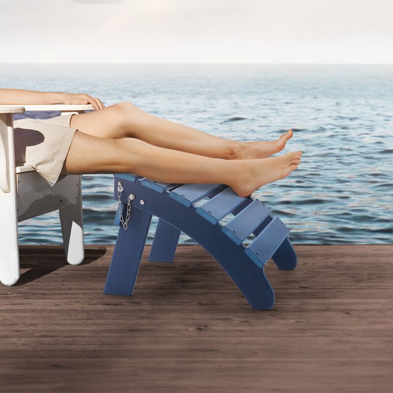 Outdoor Adirondack Ottoman, HDPE Plastic Foot Rest for Porch, Pool & Backyard - Blue image number 1