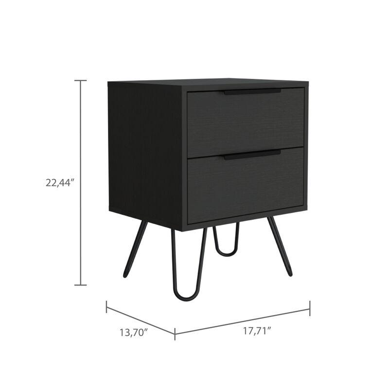 Streamdale Mansfield 2-Drawer Rectangle Nightstand Black Wengue