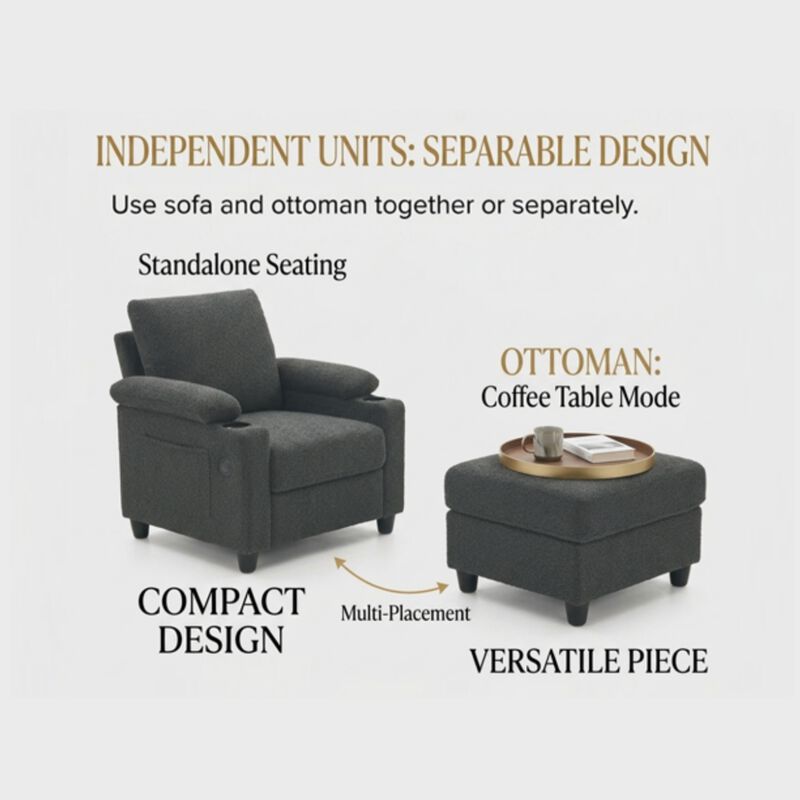 Smabu Accent Chair and Storage Ottoman Set image number 3