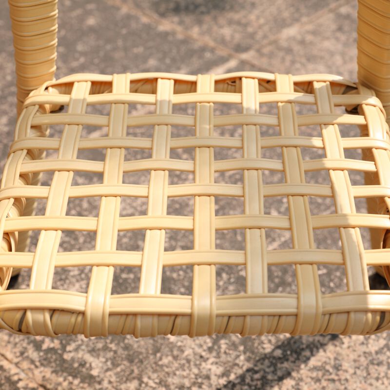WOW PIONEER Outdoor Wicker Patio Side Table with Tempered Glass Top, 2-Tier All-Weather PE Rattan End Table with Storage Shelf for Balcony Backyard Garden Porch image number 3