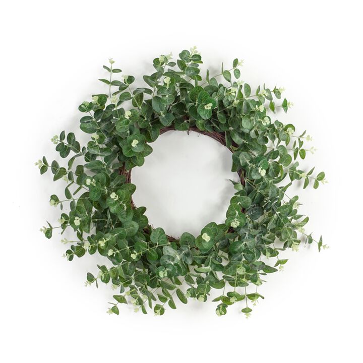 Eucalyptus with Olive Flowers Spring Wreath  28-Inch