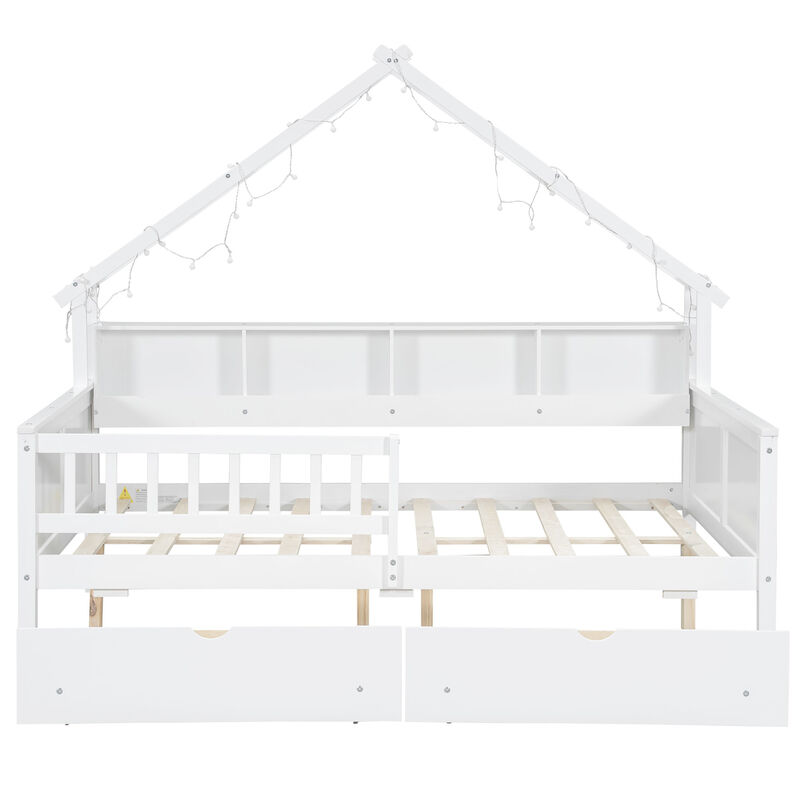 Merax Wood Full Size House daybed with LED image number 0