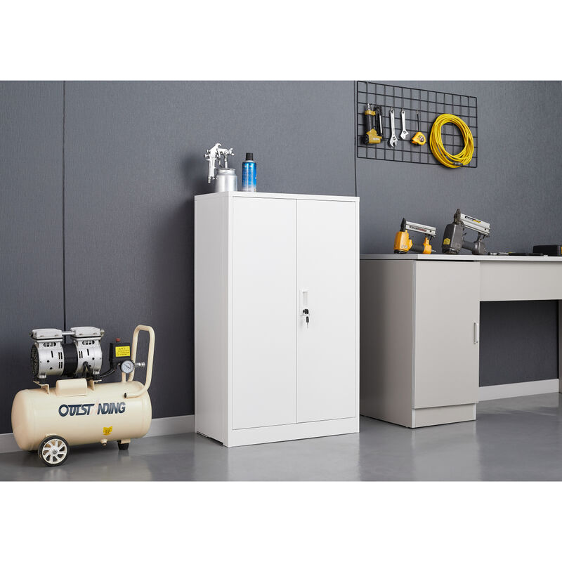 Streamdale Locking Metal Storage Cabinet with Shelf, White