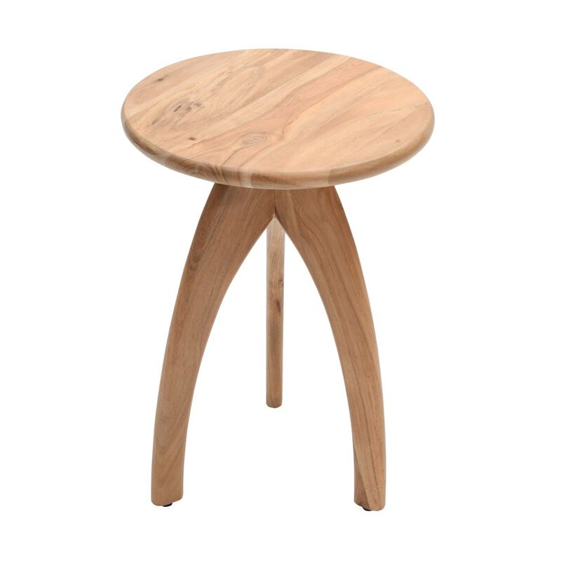 Jofran Aero Curved Space Age Round Mid-Century Modern Solid Wood Accent End Table