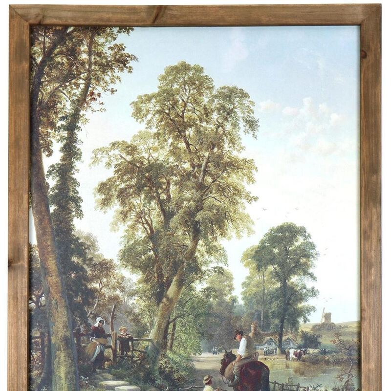 HomeRoots 24" X 19" Green And Brown Horse Trail Landscape Wood Framed Art image number 2