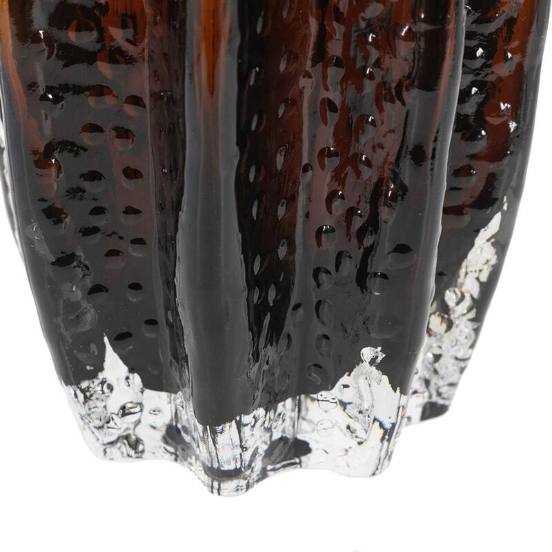HomeRoots 12" Burnt Umber Wavy Glass Table Vase image number 2