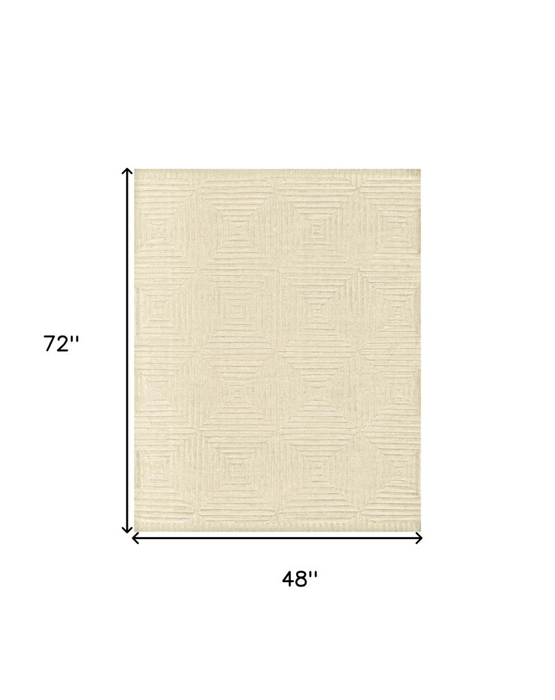 HomeRoots Wool Geometric Hand Knotted Area Rug image number 4