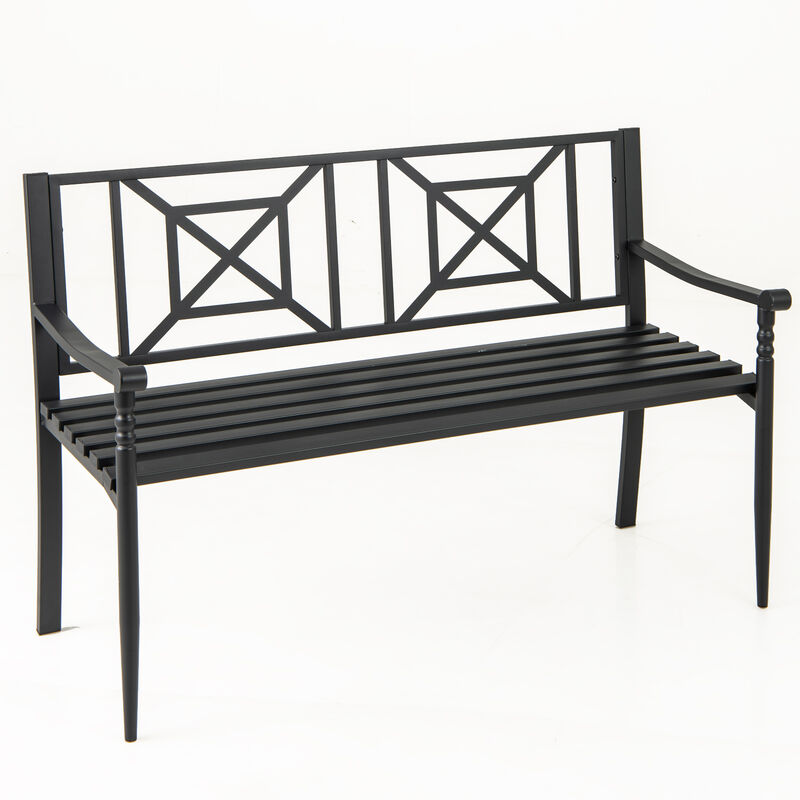 Weather-Resistant Metal Park Bench with Contoured Armrests &ndash; 2-3 Seat