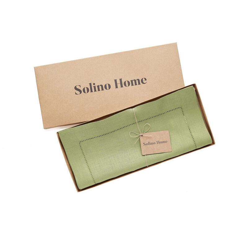 Solino Home Classic Hemstitch 100% Linen Table Runner &ndash; Handcrafted, Machine Washable, Perfect for Holiday and Everyday Dining