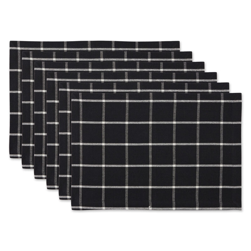 Set of 6 13" x 19" Black and White Check Placemat