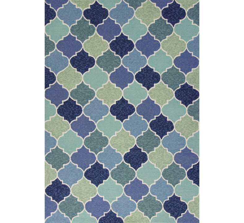 HomeRoots 2' X 3' Blue Purple And Aqua Quatrefoil Hand Tufted Area Rug