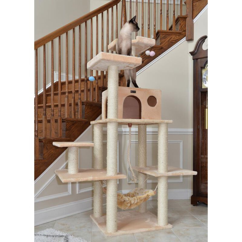 Armarkat 72 Beige Real Wood Cat Tree With Spacious Condo, Sratching Post