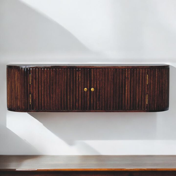 Artisan Furniture Solid Wood Chunky Chestnut Wall Mounted Console , Brown