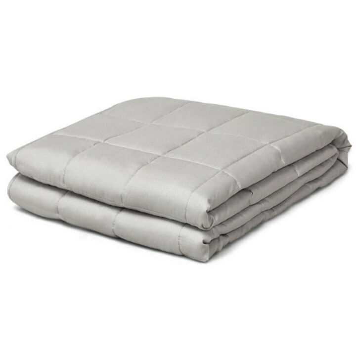 Twin Size 12 lbs Weighted Blankets 100% Cotton with Glass Beads-Light Gray