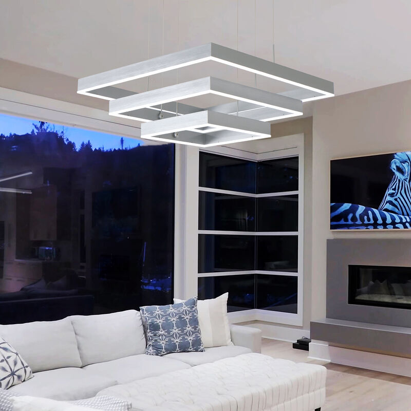 Modern Integrated LED Chandelier Square Large Light for Living Dinning Room image number 3