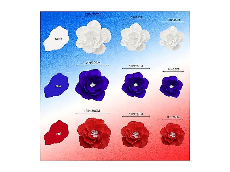 9 Pack Tissue Paper Flowers Crepe Floral Decor Baby Shower Bridal Wedding Party