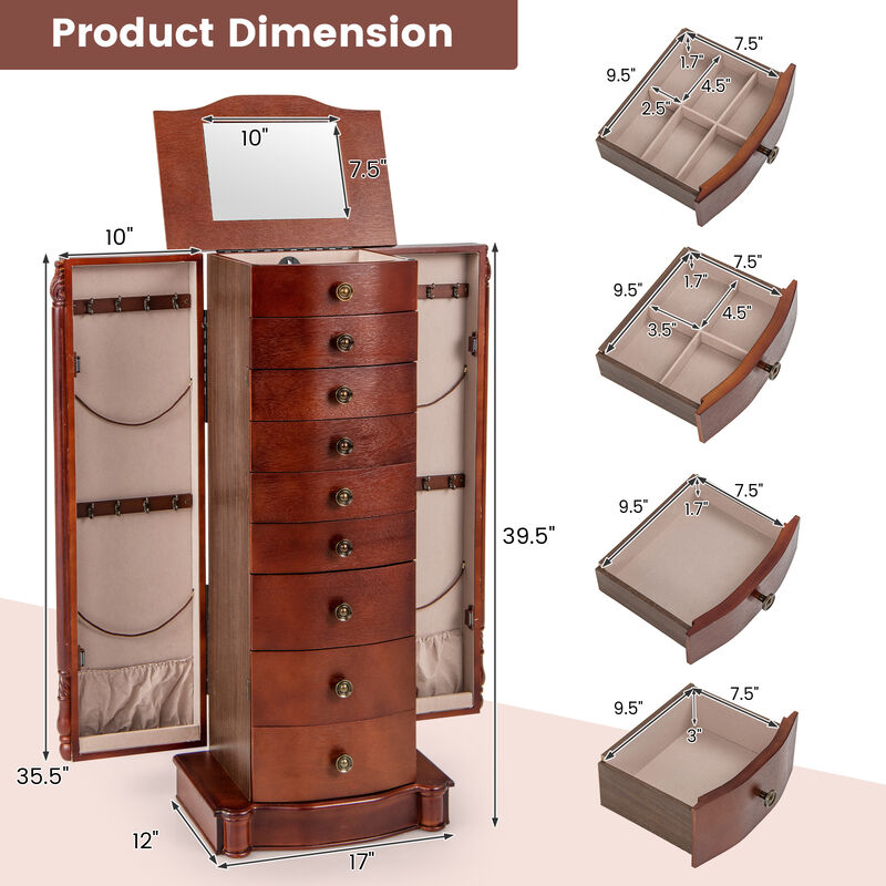 Large Wooden Jewelry Storage Box Organizer