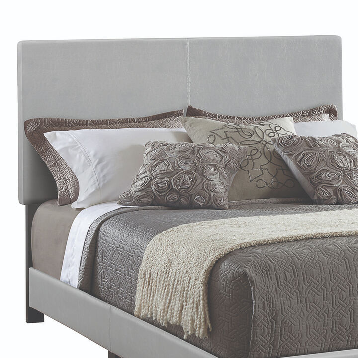 Leather Upholstered Full Size Platform Bed, Gray - Benzara