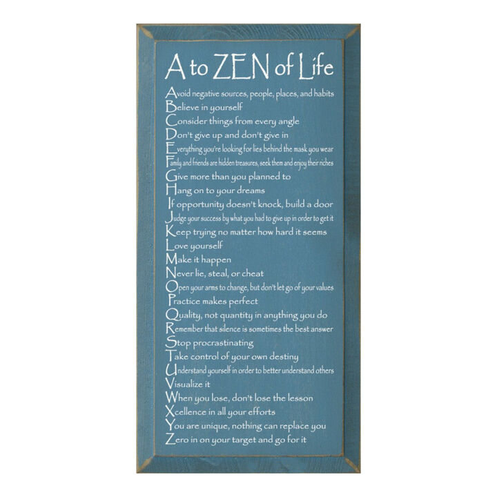 A to ZEN of Life Funny Zen Quote Wooden Wall Sign