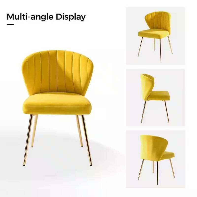 Hivvago Velvet Upholstered Wingback Accent Side Chair w/ Gold Metal Legs