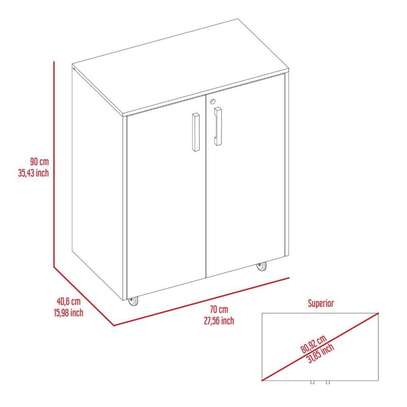 Streamdale Storage Cabinet, Casters, Double Door, Two Interior Shelves - Black image number 7