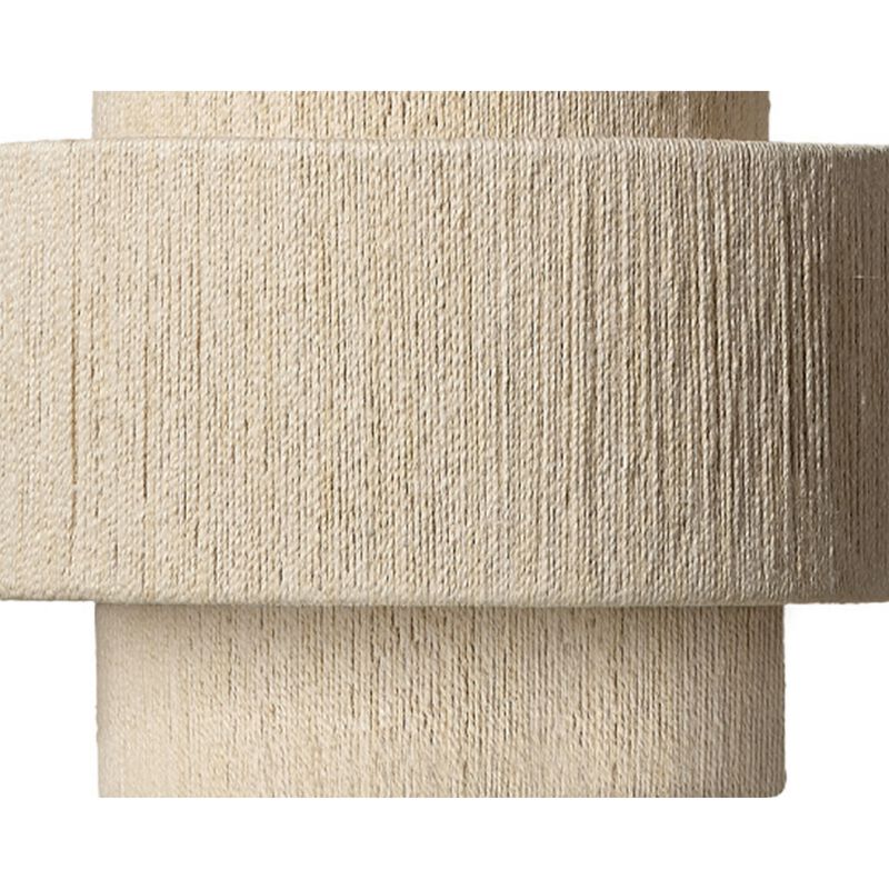 113 Inch Pendant Chandelier, 3 Tier Design, Beige Cotton Rope, Iron Frame - Benzara