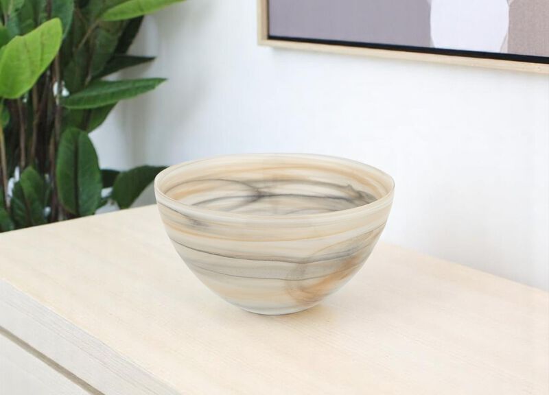 HomeRoots 6" Alabaster Glass Round Candy or Nut Bowl image number 1
