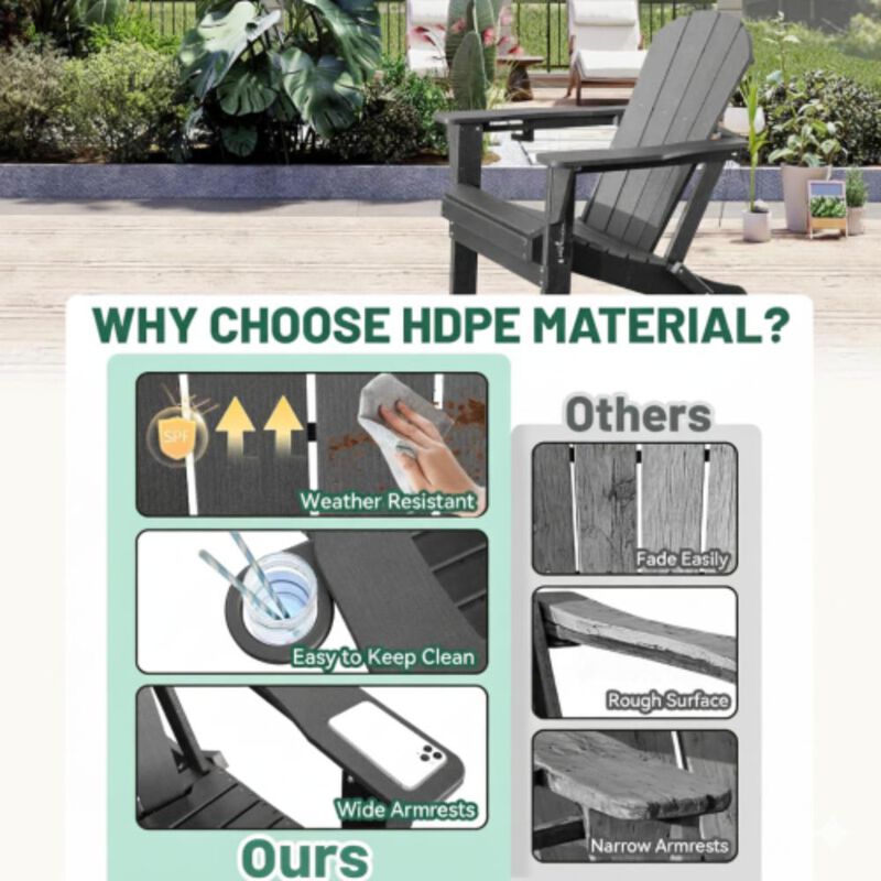 Hivvago Folding HDPE Adirondack Chair with Cup Holder image number 5