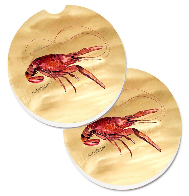 Caroline's Treasures Crawfish Set of 2 Cup Holder Car Coasters 8230CARC, 2.56, Multicolor