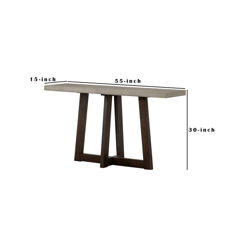 Elodie Grey Concrete and Dark Grey Oak Rectangle Console Table-Benzara