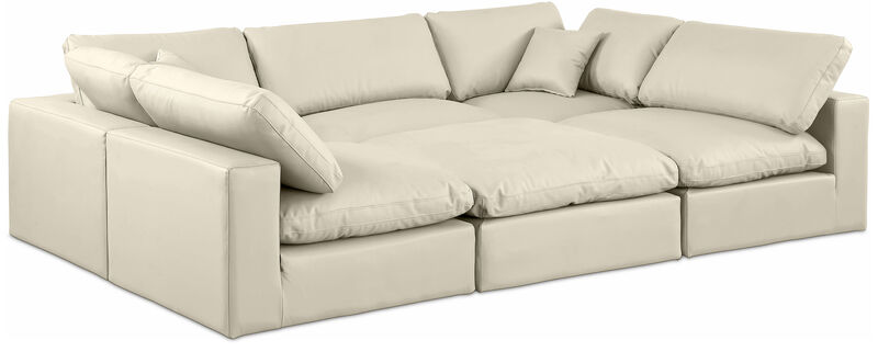 Meridian Furniture Comfy Cream Vegan Leather Modular Sectional